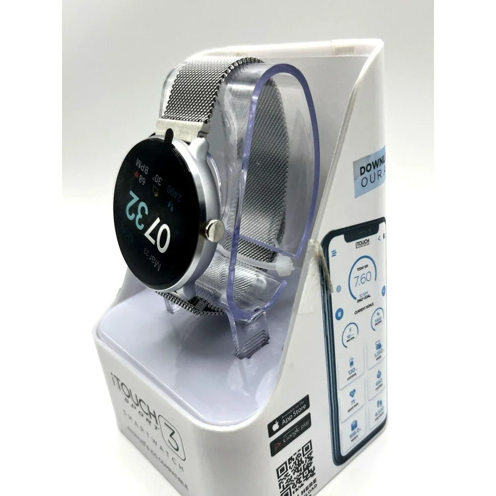 iTouch Sport 3 Smartwatch Silver Mesh Heart Rate Fitness Tracker New - New